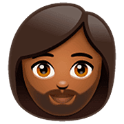 🧔🏾‍♀️ Emoji Frau: Bart mitteldunkle Hautfarbe WhatsApp 2.23.2.72.