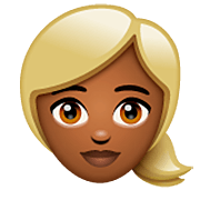 👱🏾‍♀️ Emoji Frau: mitteldunkle Hautfarbe, blond WhatsApp 2.23.2.72.