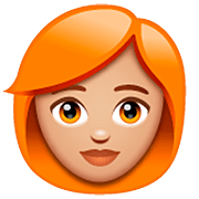 👩🏼‍🦰 Emoji Mujer: Tono De Piel Claro Medio Y Pelo Pelirrojo en WhatsApp 2.23.2.72.