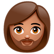 🧔🏽‍♀️ Emoji Mujer Con Barba Tono De Piel Medio en WhatsApp 2.23.2.72.