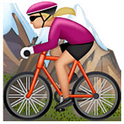 🚵🏼‍♀️ Emoji Mountainbikerin: mittelhelle Hautfarbe WhatsApp 2.23.2.72.