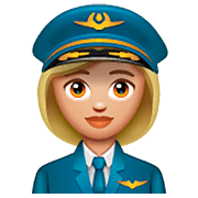 Emoji 👩🏼‍✈️ Pilota Donna: Carnagione Abbastanza Chiara su WhatsApp 2.23.2.72.