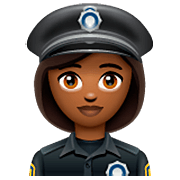 👮🏾‍♀️ Emoji Policial Mulher: Pele Morena Escura na WhatsApp 2.23.2.72.