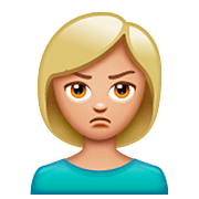 Emoji 🙎🏼‍♀️ Donna Imbronciata: Carnagione Abbastanza Chiara su WhatsApp 2.23.2.72.