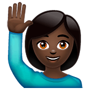 🙋🏿‍♀️ Emoji Frau mit erhobenem Arm: dunkle Hautfarbe WhatsApp 2.23.2.72.
