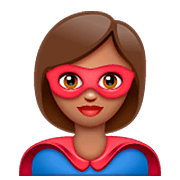 🦸🏽‍♀️ Emoji Super-heroína: Pele Morena na WhatsApp 2.23.2.72.