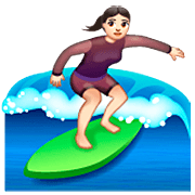 Emoji 🏄🏻‍♀️ Surfista Donna: Carnagione Chiara su WhatsApp 2.23.2.72.