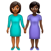 Emoji 👩🏾‍🤝‍👩🏿 Due Donne Che Si Tengono Per Mano: Carnagione Abbastanza Scura E Carnagione Scura su WhatsApp 2.23.2.72.