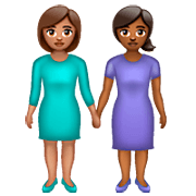 👩🏽‍🤝‍👩🏾 Emoji Mujeres De La Mano: Tono De Piel Medio, Tono De Piel Oscuro Medio en WhatsApp 2.23.2.72.